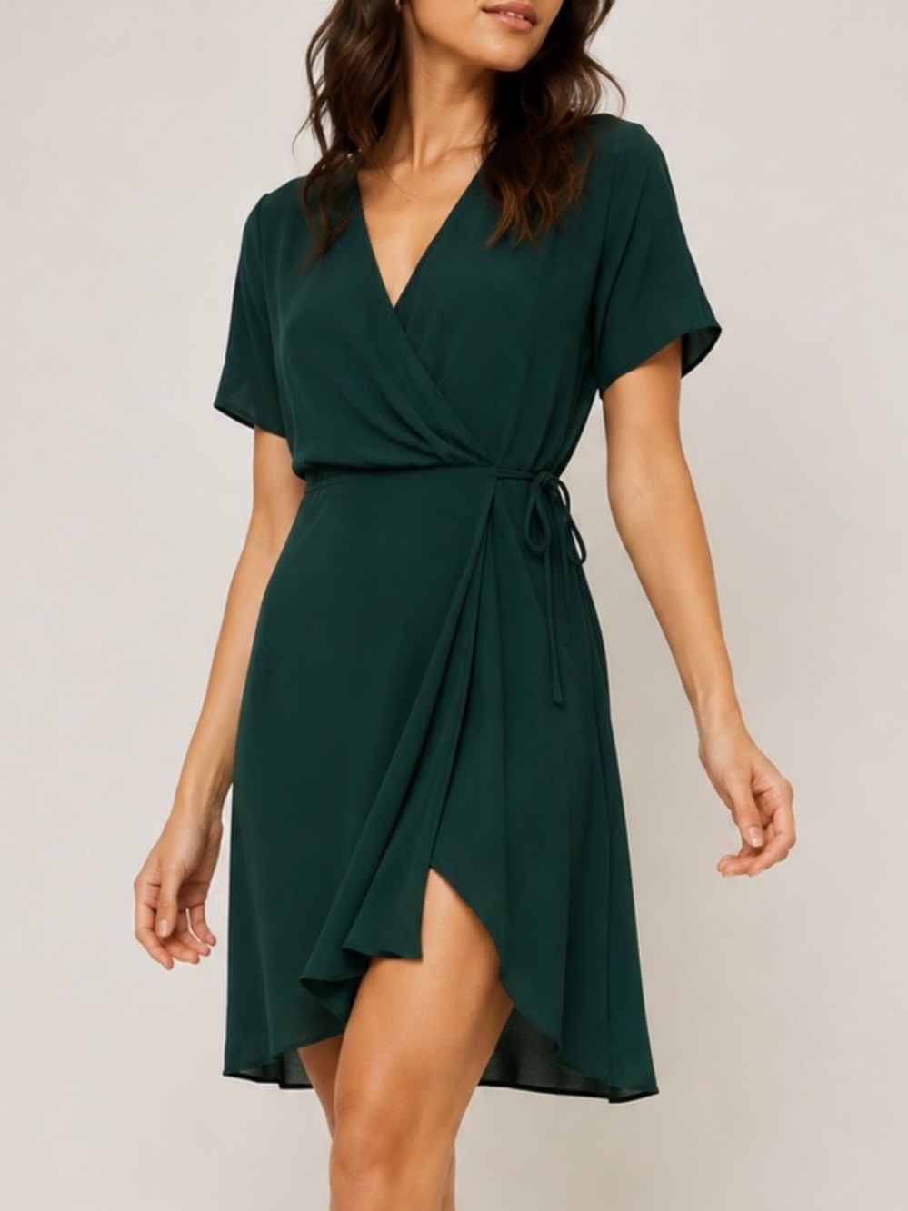 Aritzia Babaton Wallace Wrap Dress Minimalist Forest Green Women’s Medium